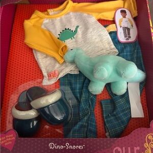 Dino-Snores Kids Doll Outfit Set with Dinosaur Plush